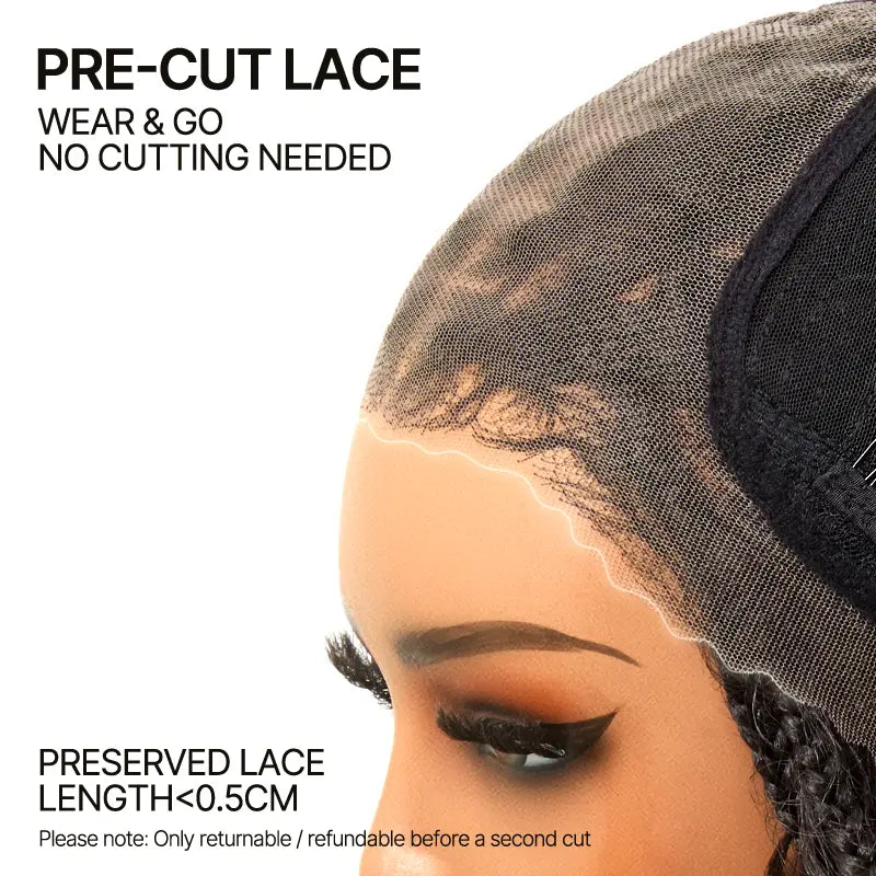 13x6 HD Pre-Cut Lace Wig – Glueless Wear & Go Boho Braids Water Wave Wig