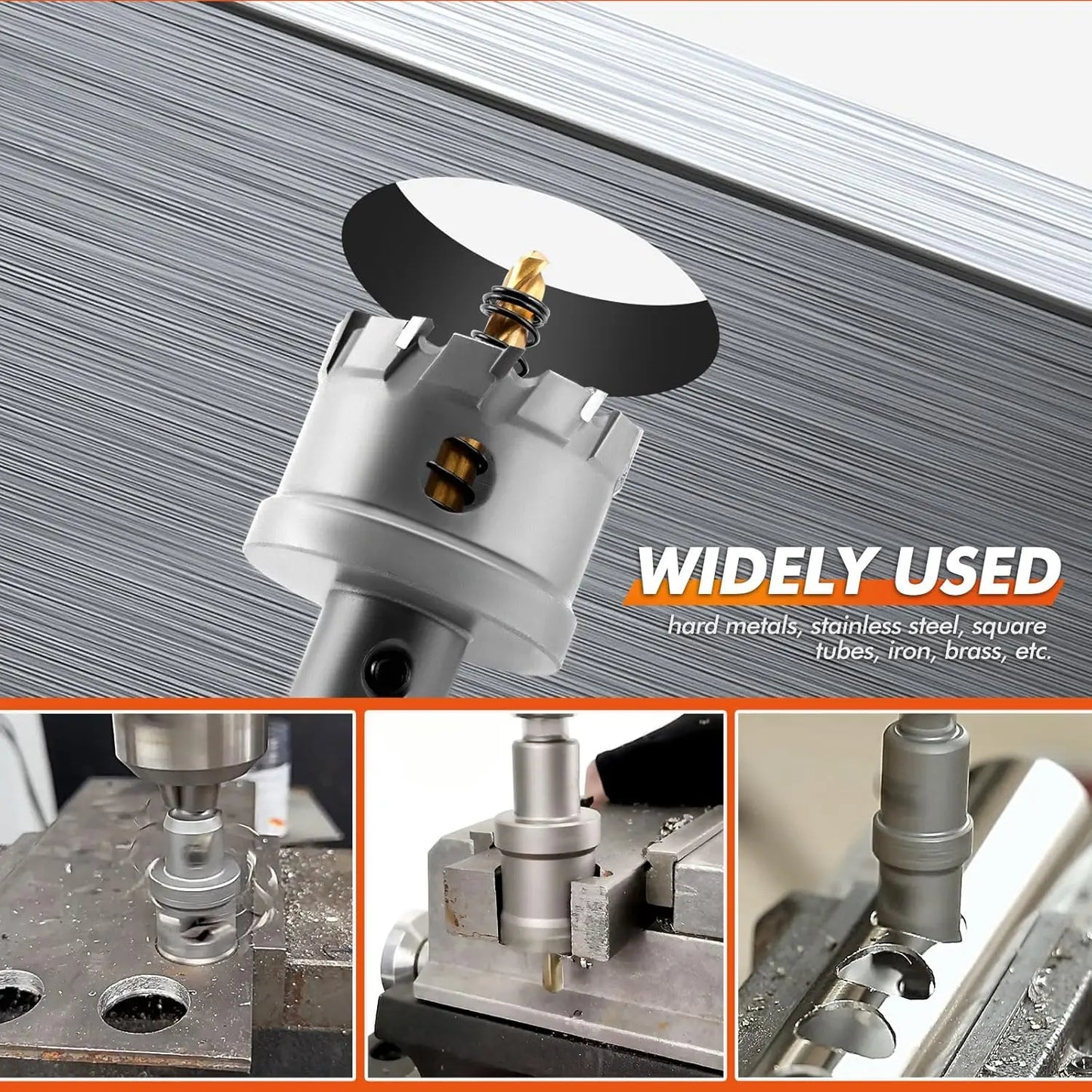 TCT Carbide Hole Saw Kit for Metal 5/8"–2-1/4" Hole Cutter Set for Stainless Steel Iron Copper Brass Precision Cutting