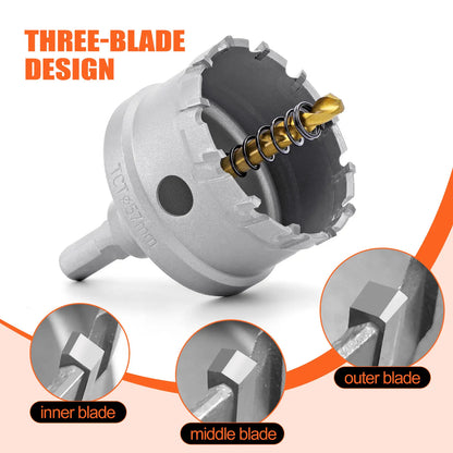 TCT Carbide Hole Saw Kit for Metal 5/8"–2-1/4" Hole Cutter Set for Stainless Steel Iron Copper Brass Precision Cutting