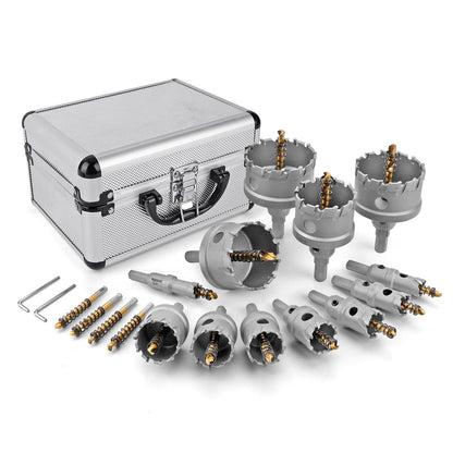 TCT Carbide Hole Saw Kit for Metal 5/8"–2-1/4" Hole Cutter Set for Stainless Steel Iron Copper Brass Precision Cutting