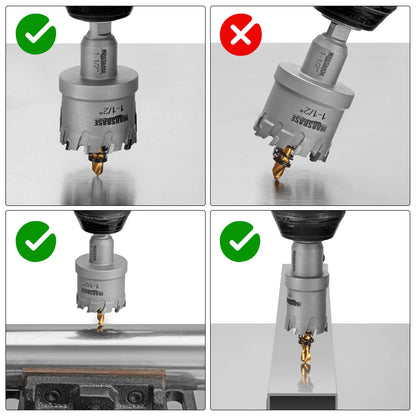 TCT Carbide Hole Saw Kit for Metal 5/8"–2-1/4" Hole Cutter Set for Stainless Steel Iron Copper Brass Precision Cutting