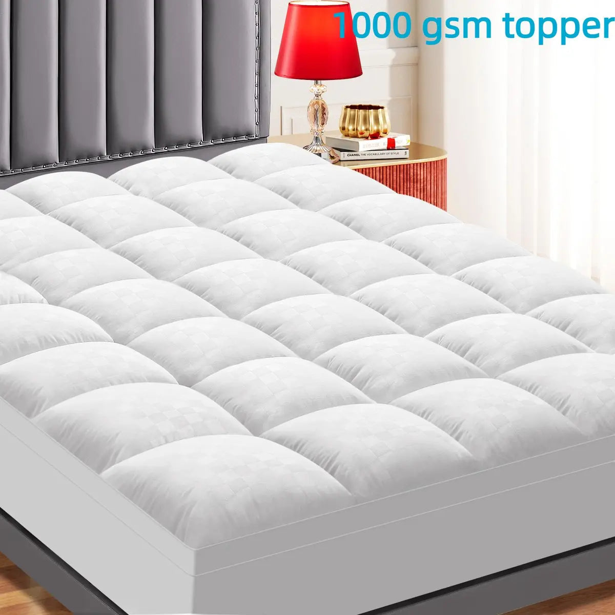 Cooling Mattress Topper – Extra Thick Pillow Top with Deep Pocket & Down Alternative Fill