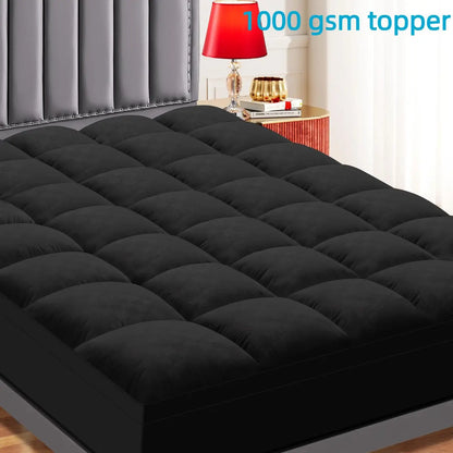 Cooling Mattress Topper – Extra Thick Pillow Top with Deep Pocket & Down Alternative Fill