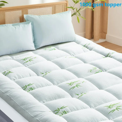 Cooling Mattress Topper – Extra Thick Pillow Top with Deep Pocket & Down Alternative Fill