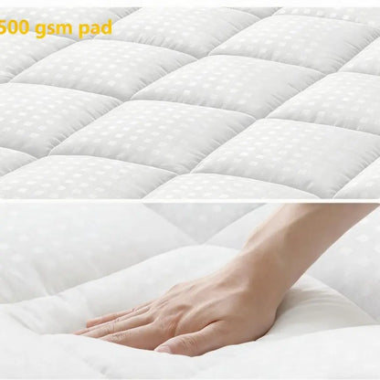 Cooling Mattress Topper – Extra Thick Pillow Top with Deep Pocket & Down Alternative Fill